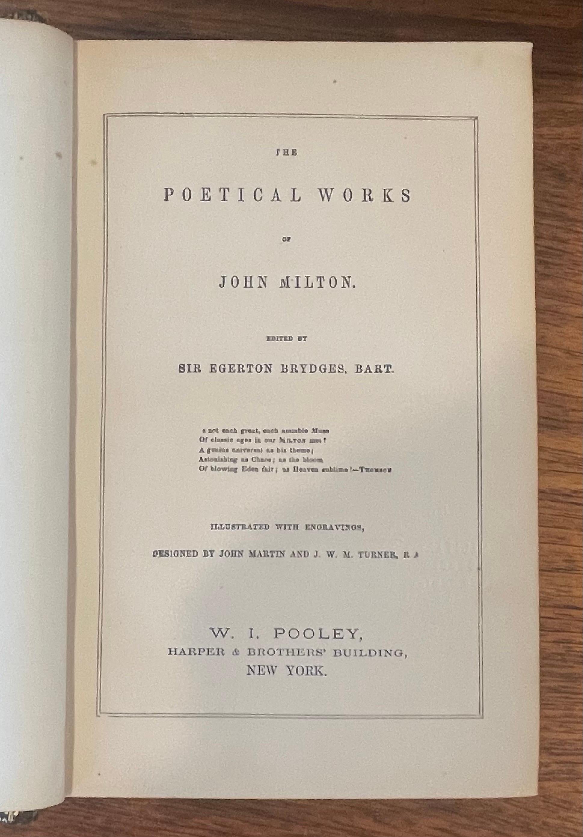 Livre « Milton's Poetical Works » (Œuvres poétiques de John Milton) Illustré en vente 4