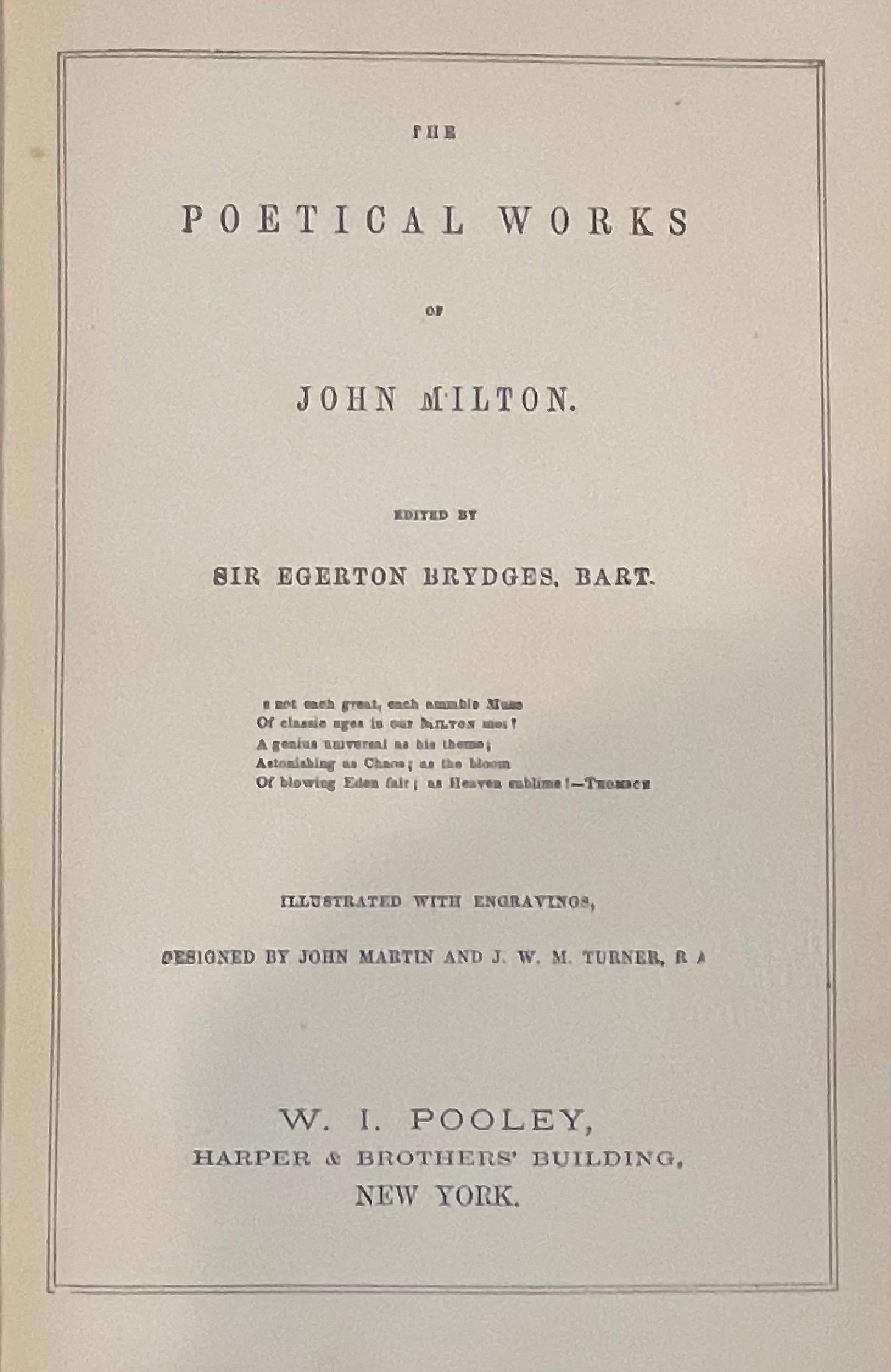 Livre « Milton's Poetical Works » (Œuvres poétiques de John Milton) Illustré en vente 5