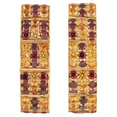 Milus 18k Yellow Gold Citrine and Garnet Earrings
