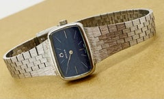 Milus Swiss 1970's Blue Dial Incabloc Steel Mens' Watch. Unusual TV Shaped Case.