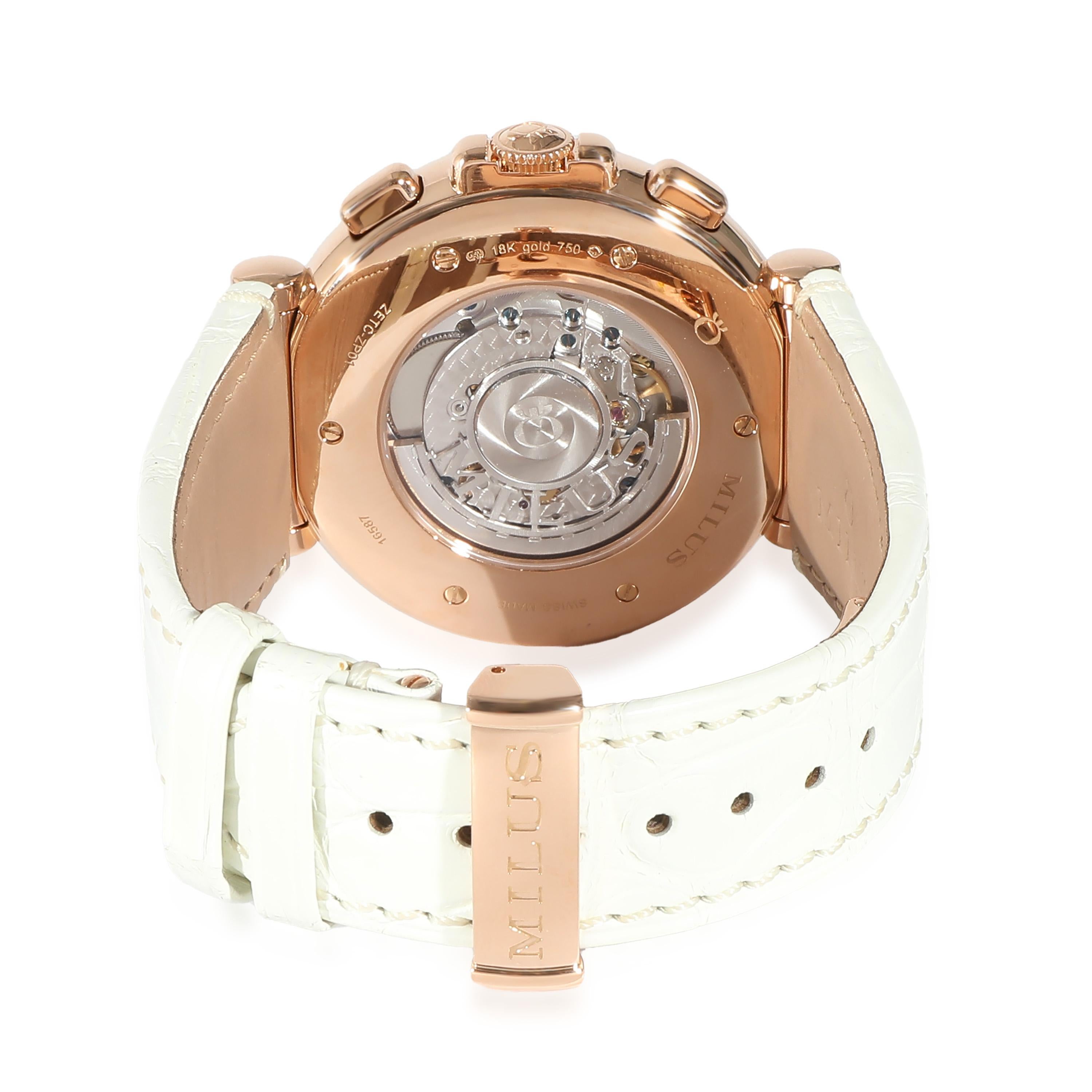 Milus Zetios Chrono ZETC-ZP01 Men's Watch in 18kt Rose Gold

SKU: 136957

PRIMARY DETAILS
Brand: Milus
Model: Zetios Chrono
Country of Origin: Switzerland
Movement Type: Mechanical: Automatic/Kinetic
Year of Manufacture: 2010-2019
Condition: Retail