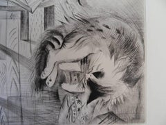 Cat and book - Original Etching, Handsigned
