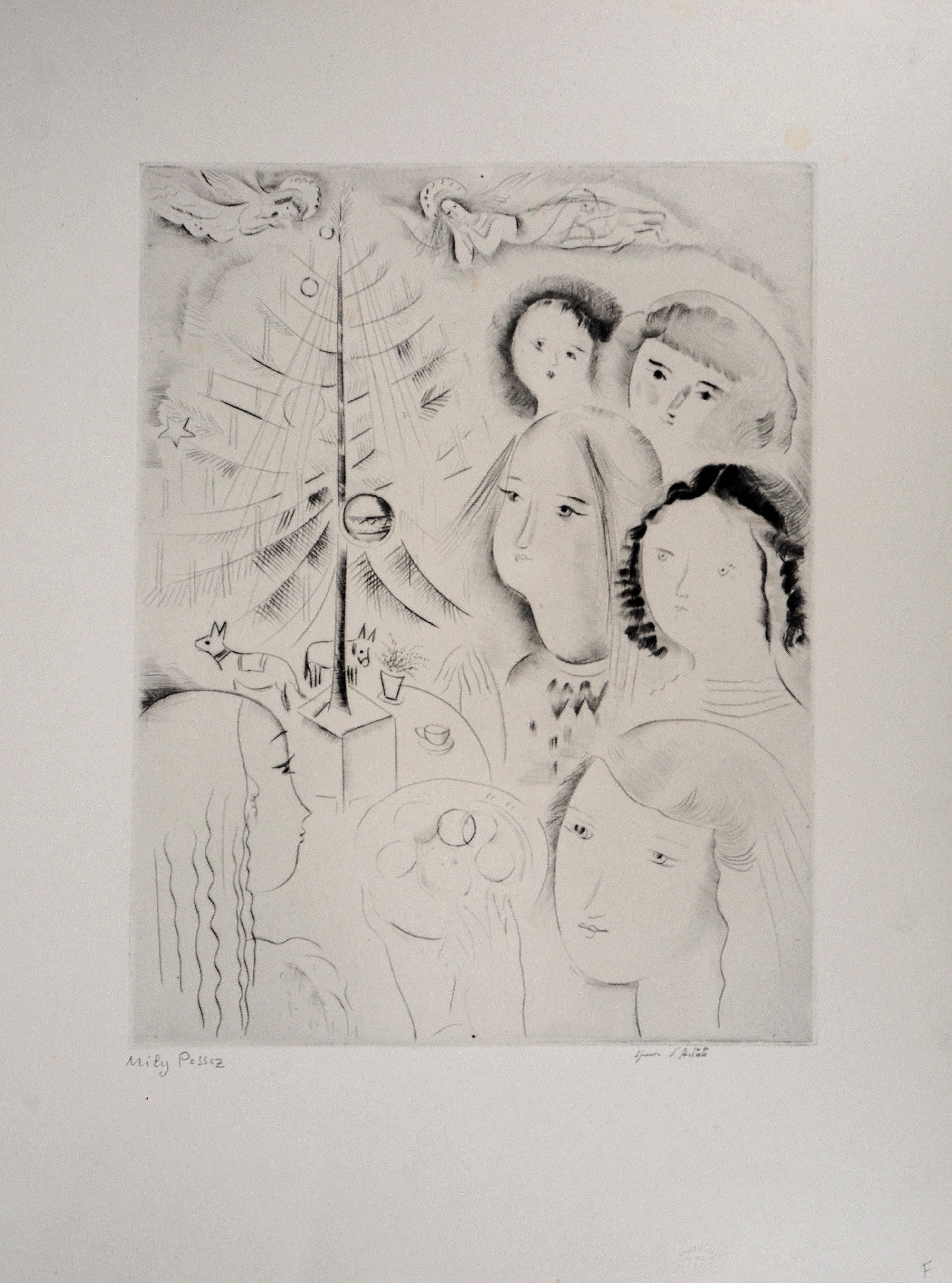 Mily Possoz Figurative Print - Christmas Tree - Original Handsigned Etching