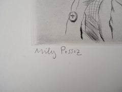 Little Girl With Her Toy - Original Handsigned Etching