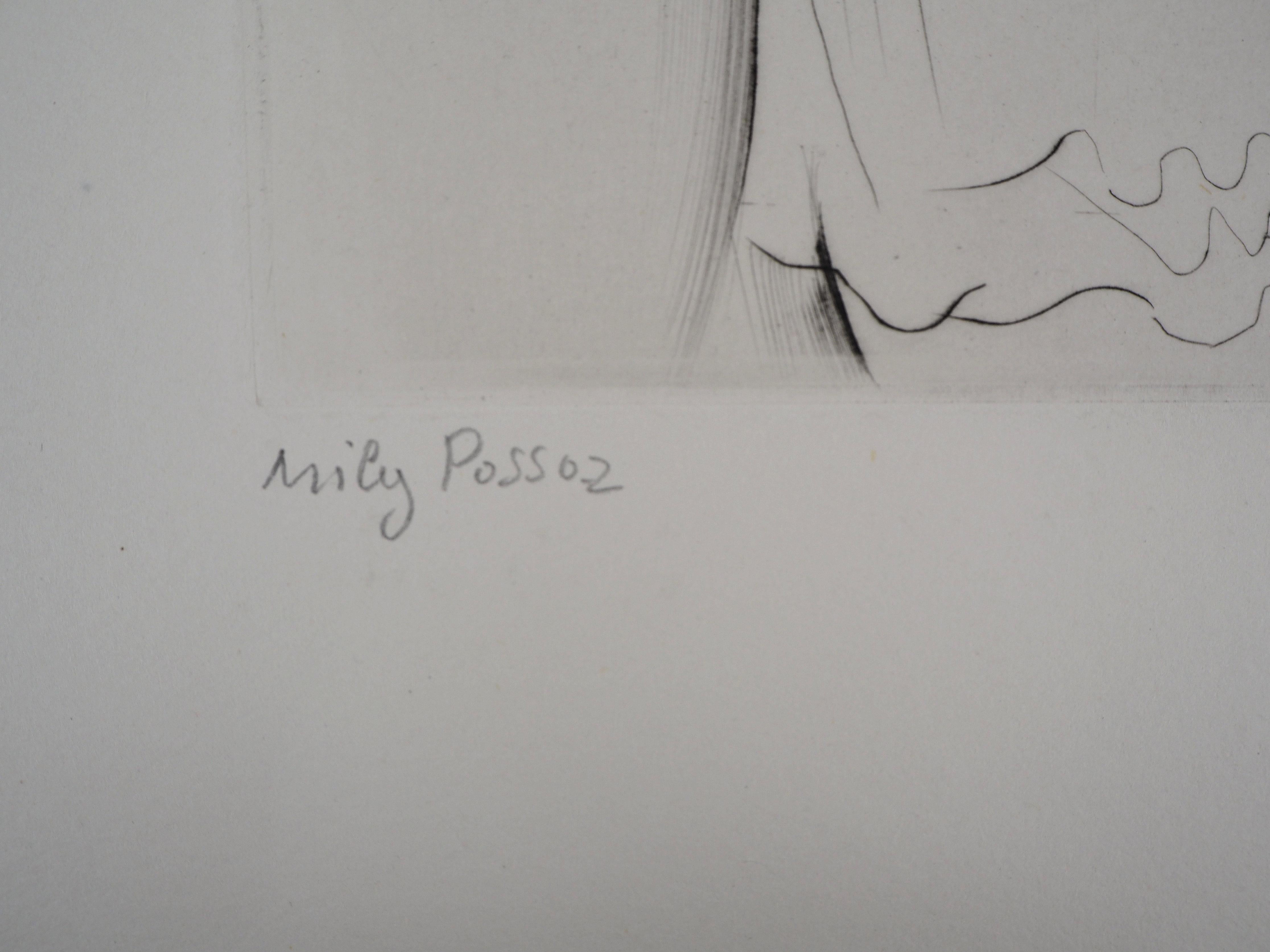 Chica de la costura - Grabado original firmado a mano - Print de Mily Possoz