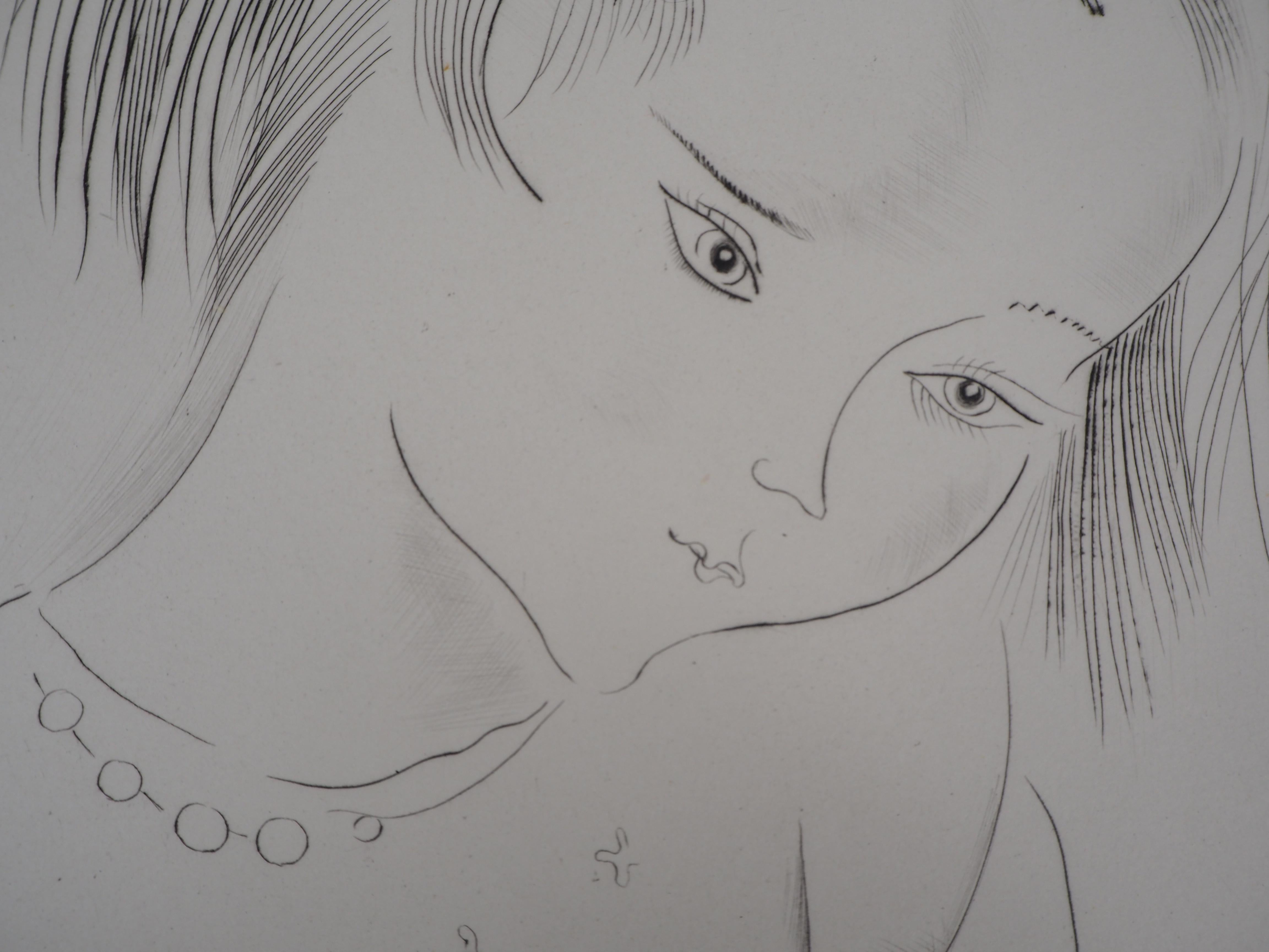 Chica de la costura - Grabado original firmado a mano en venta 1