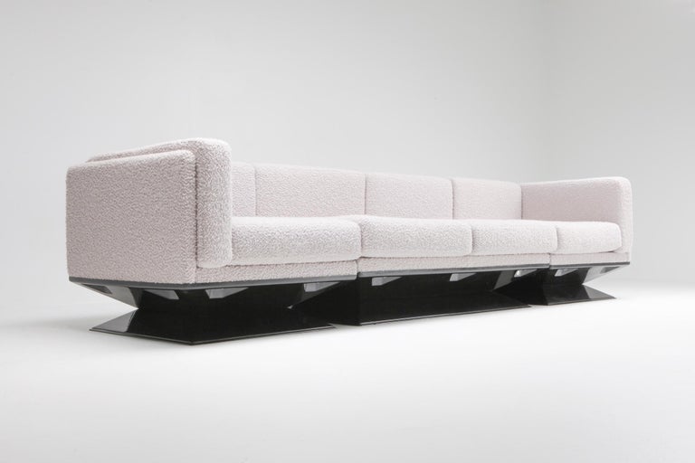 MIM Roma Sectional Sofa in Bouclé Wool by Luigi Pellegrin In Good Condition For Sale In Antwerp, BE