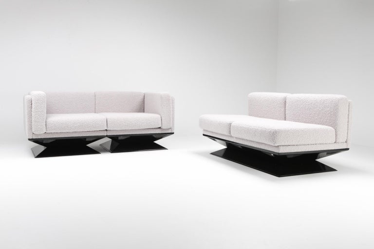 MIM Roma Sectional Sofa in Bouclé Wool by Luigi Pellegrin For Sale 1