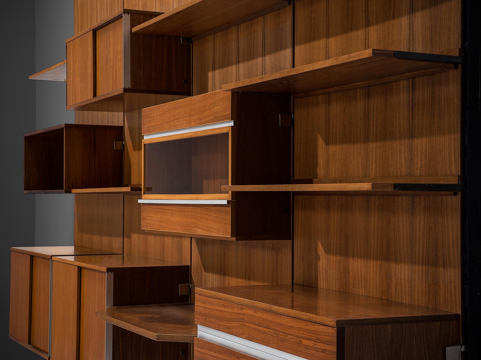 MIM Roma Wall Unit in Teak, 1960s In Good Condition In Waalwijk, NL