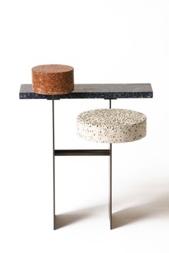 Table basse Hempe 05 en pierre de lave, liège et chanvre par Andrea Steidl