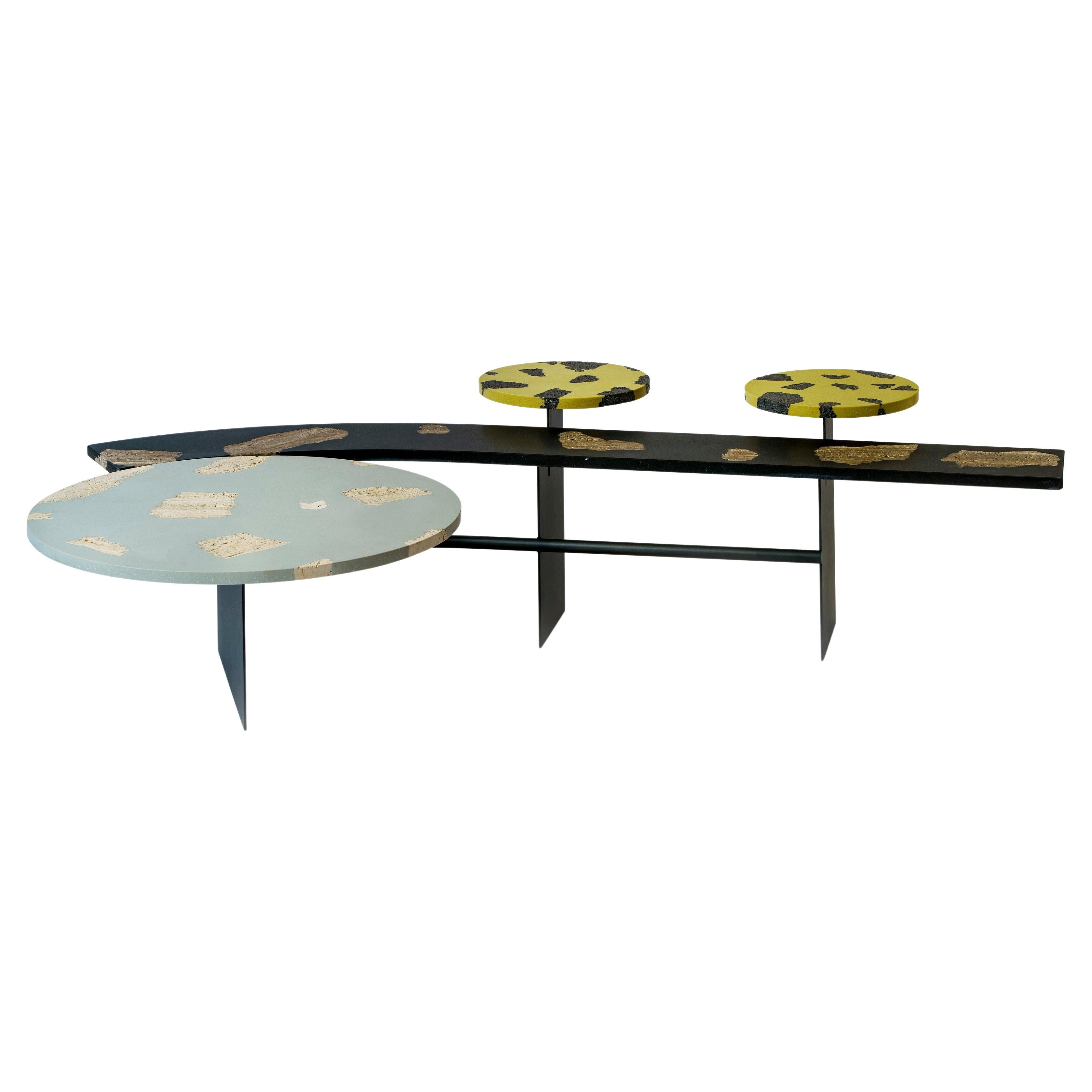 Mimante Coffee Table 1 by Andrea Steidl for Delvis Unlimited Yellow, Black, Gray For Sale