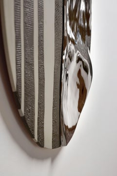 Mime I Unique Round Wall Mirror in Plated Cast Aluminum by Studio Ayse Demir