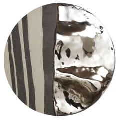 Mime I Unique Round Wall Mirror in Plated Cast Aluminum by Studio Ayse Demir