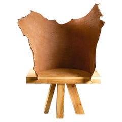 Bench in Water Buffalo Leather Sculptural Unique Mímesis 7 by Jordi Ribaudí