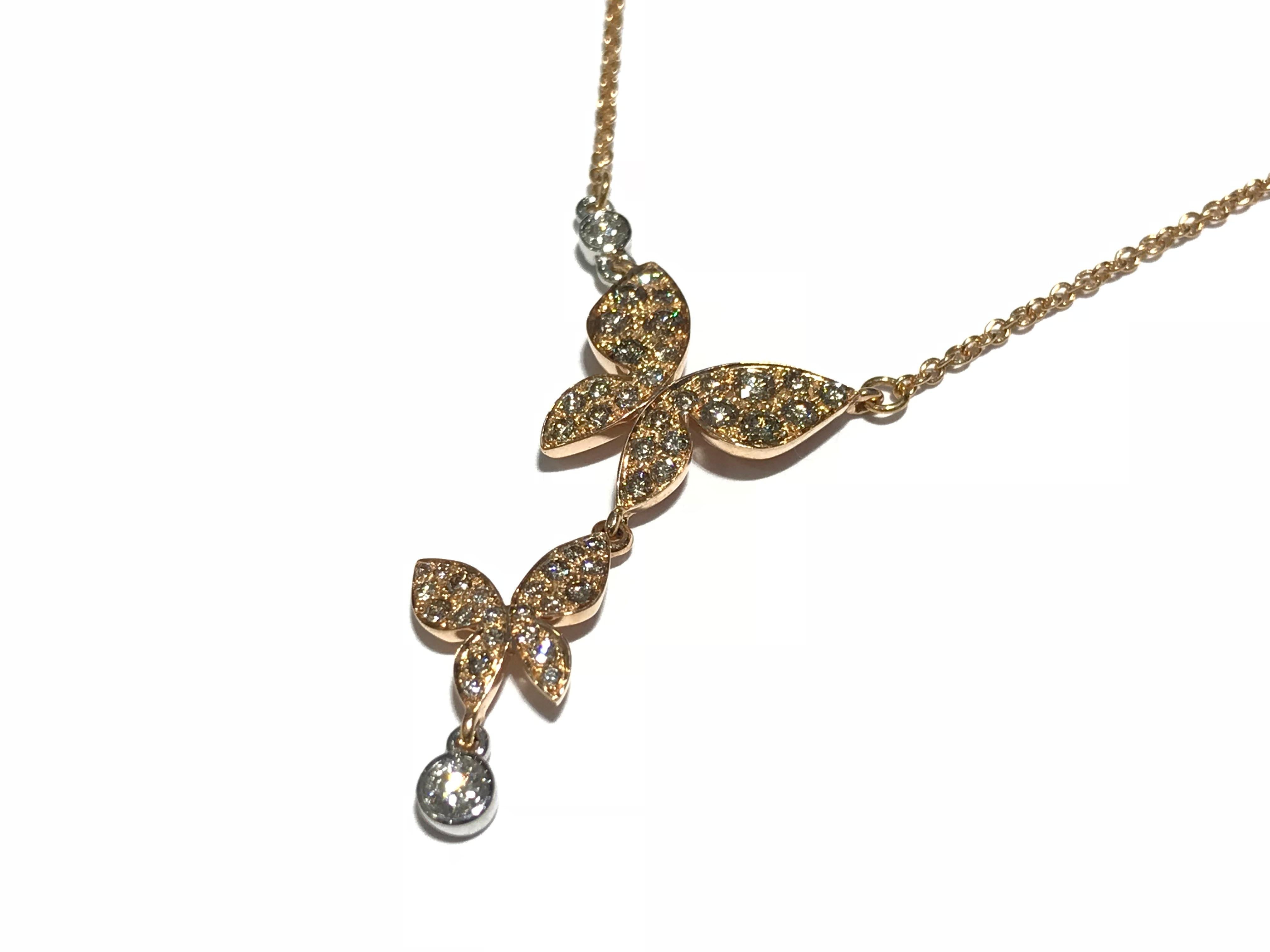 Mimi 18 Karat Pink Gold Necklace with Butterfly In New Condition For Sale In Toronto, Ontario