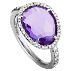 MIMÍ 18 Karat White Gold Diamond and Amethyst Ring