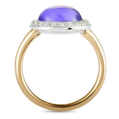 Mimí 18 Karat White and Rose Gold Diamond and Lavender Jade Oval Ring
