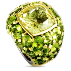 MIMÍ 18K Yellow and White Gold Lemon Quartz and Peridot Cluster Ring