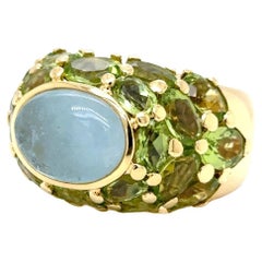 Mimi 18K Yellow Gold Aqua and Peridot Ring