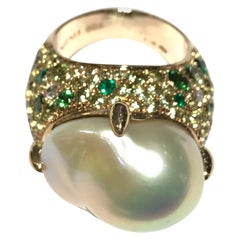 Mimi Boroque Pearl and Multi Stone Cocktail Ring