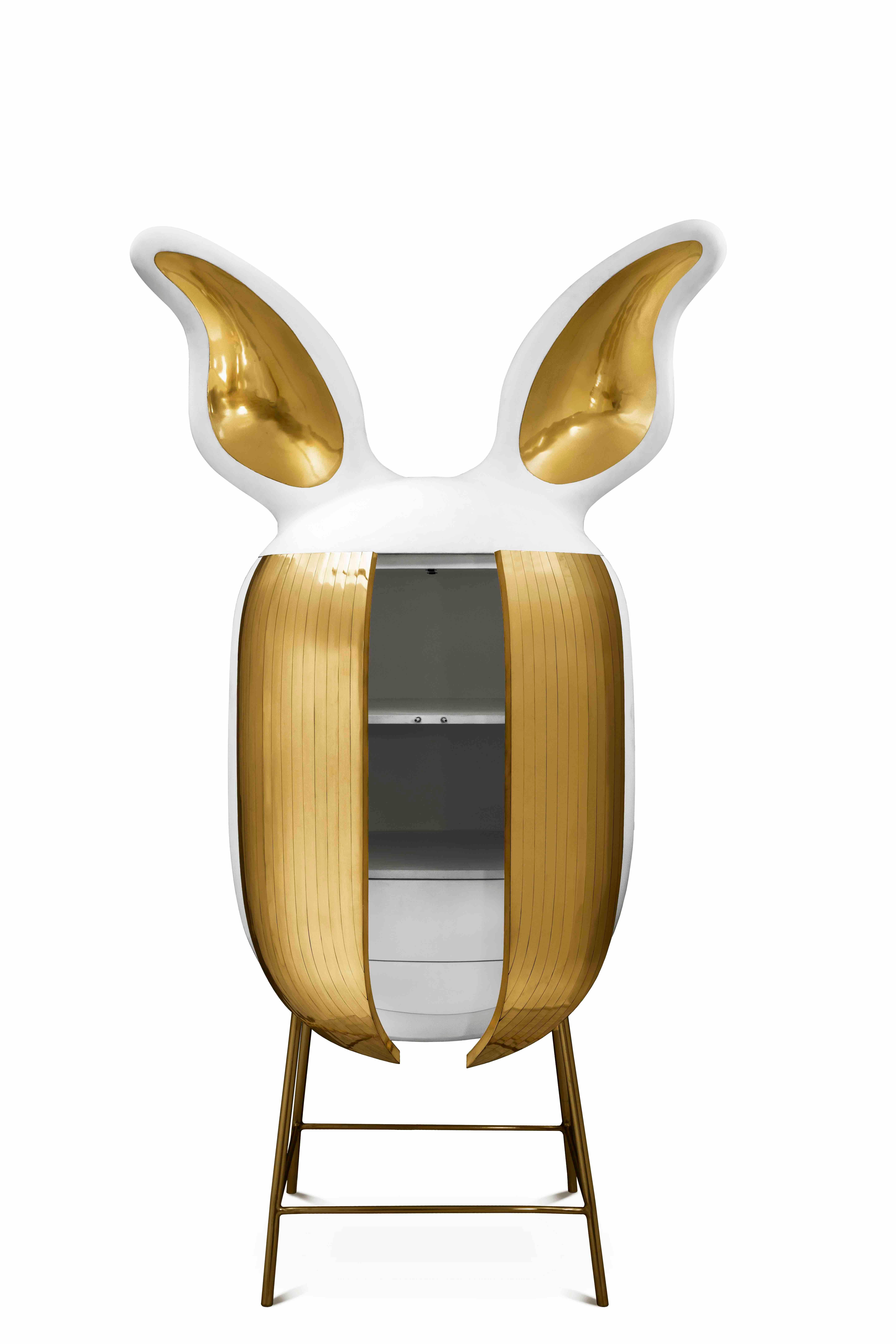 Moderno Mobile bar Mimi con intarsi in ottone di Matteo Cibic in vendita