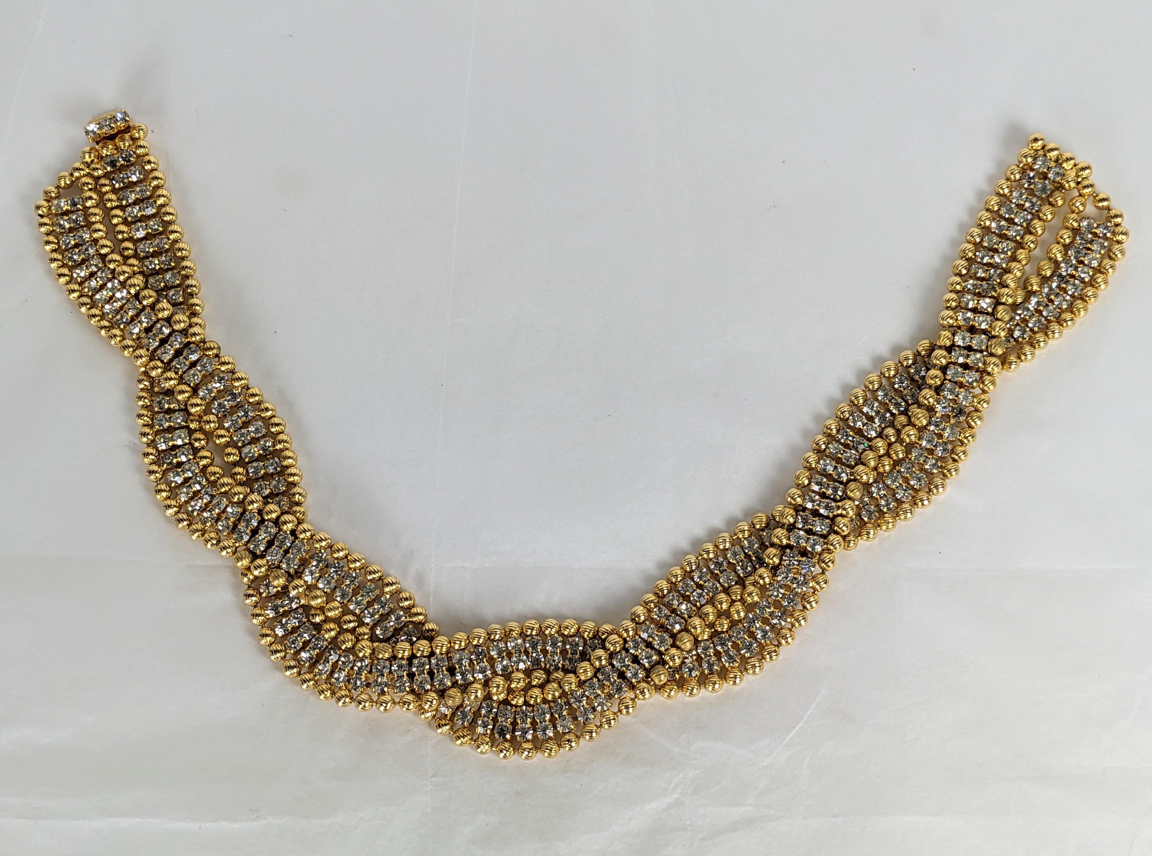 Collar de cadena de bolas doradas y torsión con pavé Mimi di N Artesano en venta