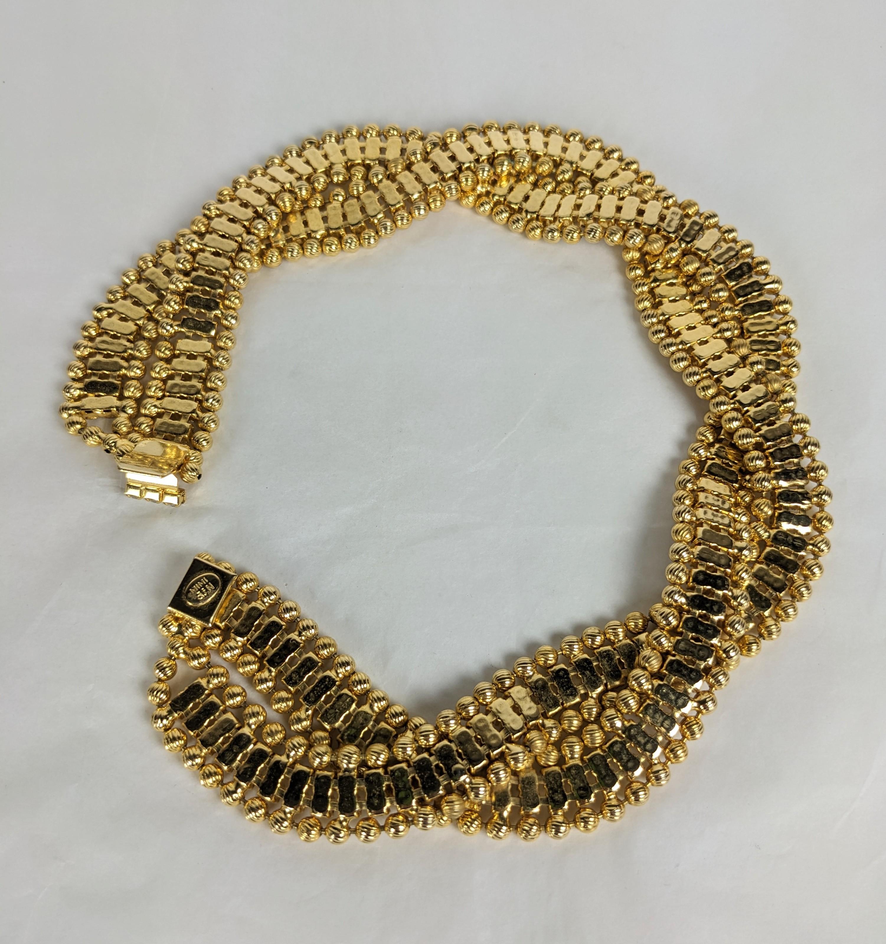 Collar de cadena de bolas doradas y torsión con pavé Mimi di N en Excelente estado para la venta en New York, NY
