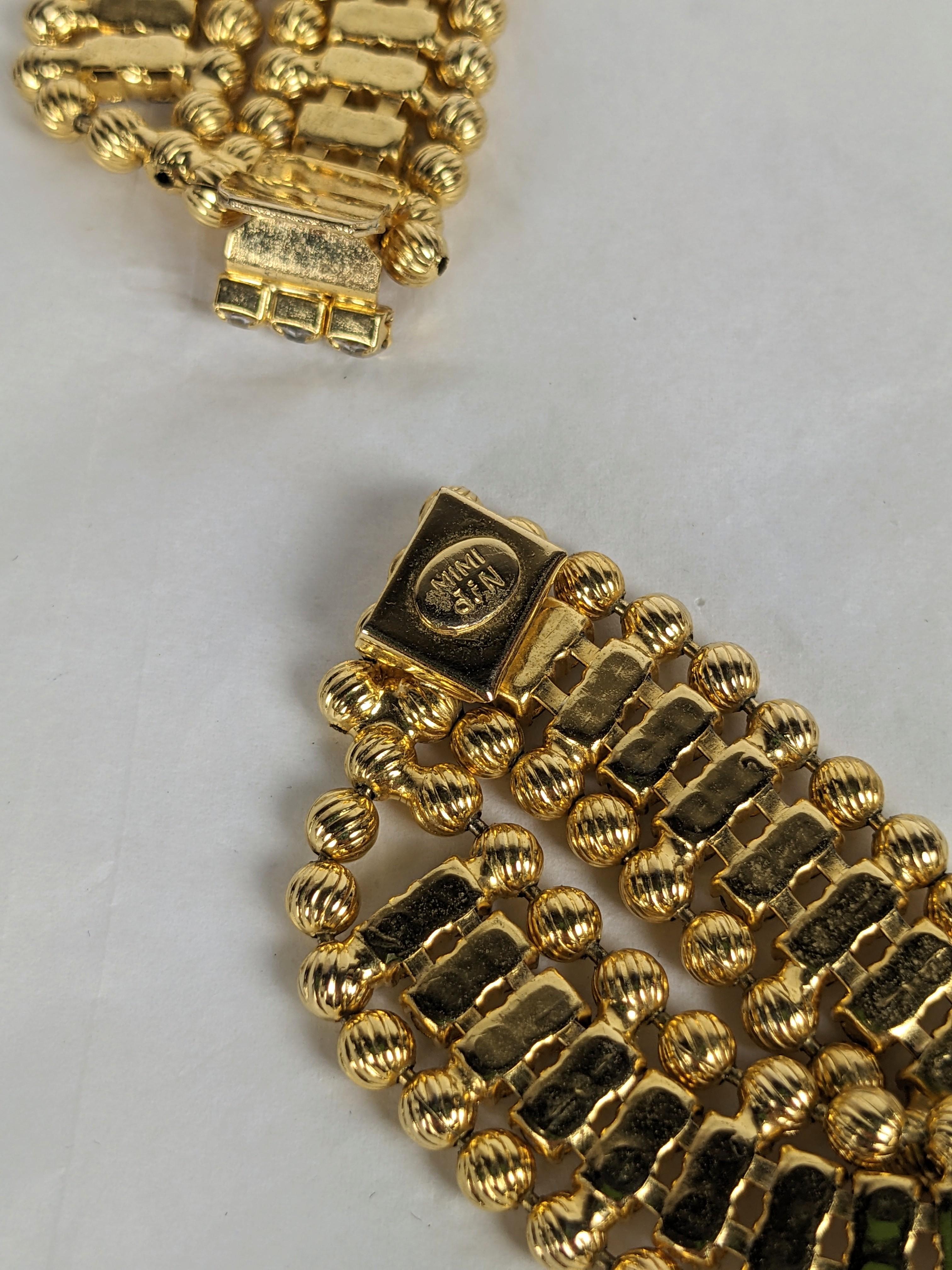 Femenino o masculino Collar de cadena de bolas doradas y torsión con pavé Mimi di N en venta