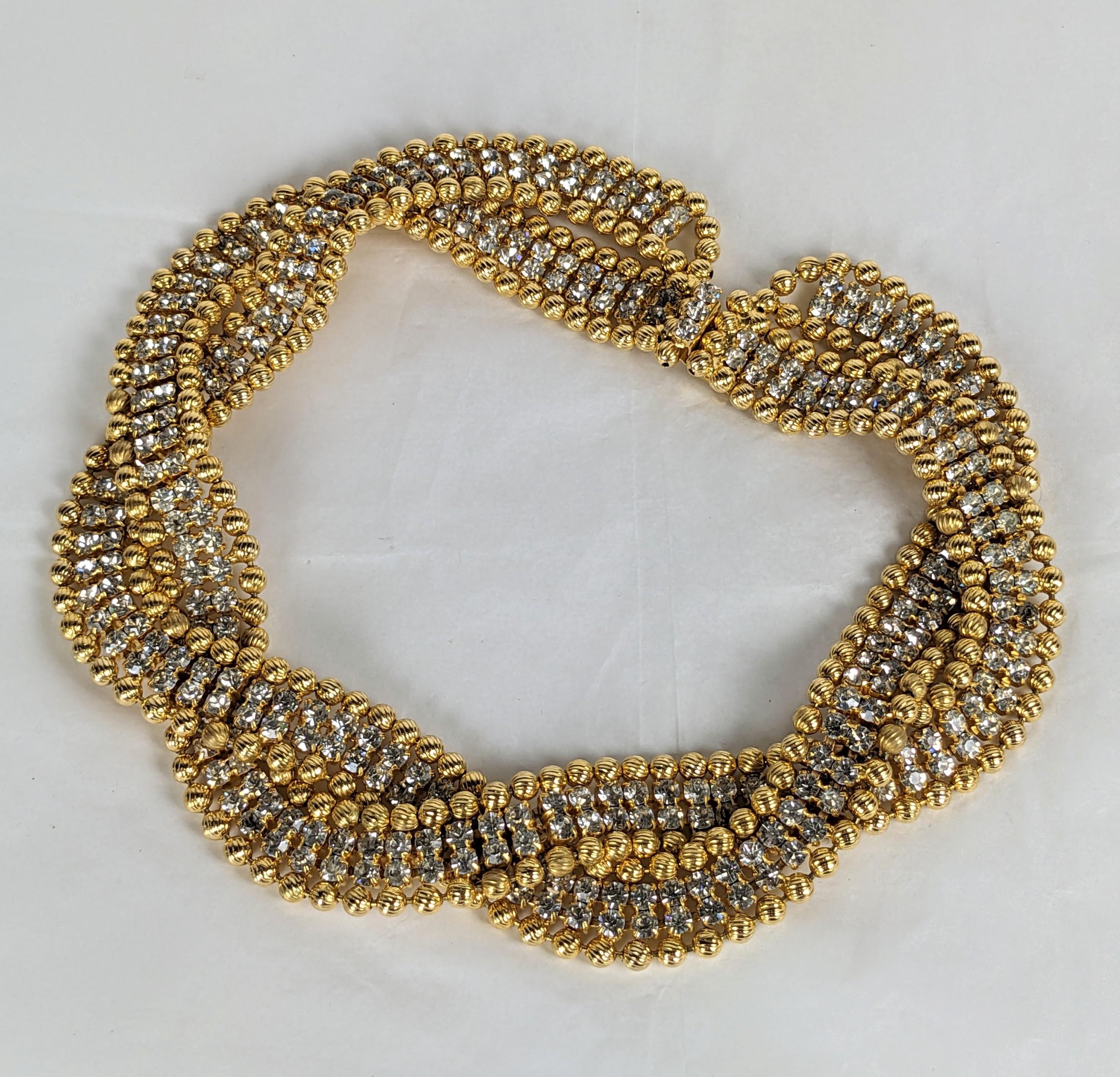Collar de cadena de bolas doradas y torsión con pavé Mimi di N en venta 1
