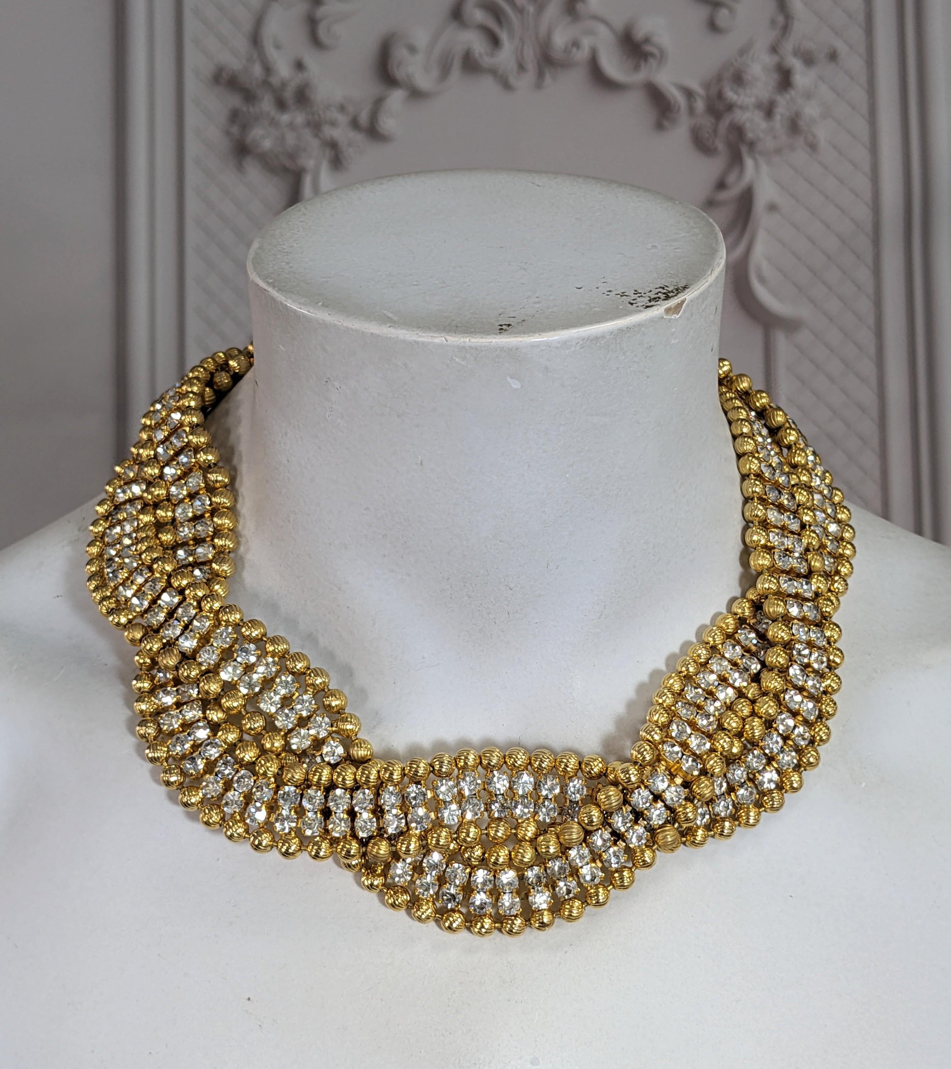 Collar de cadena de bolas doradas y torsión con pavé Mimi di N en venta 2