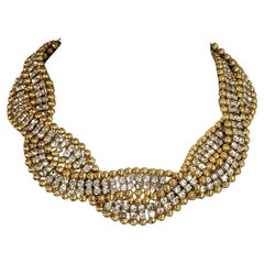Collar de cadena de bolas doradas y torsión con pavé Mimi di N