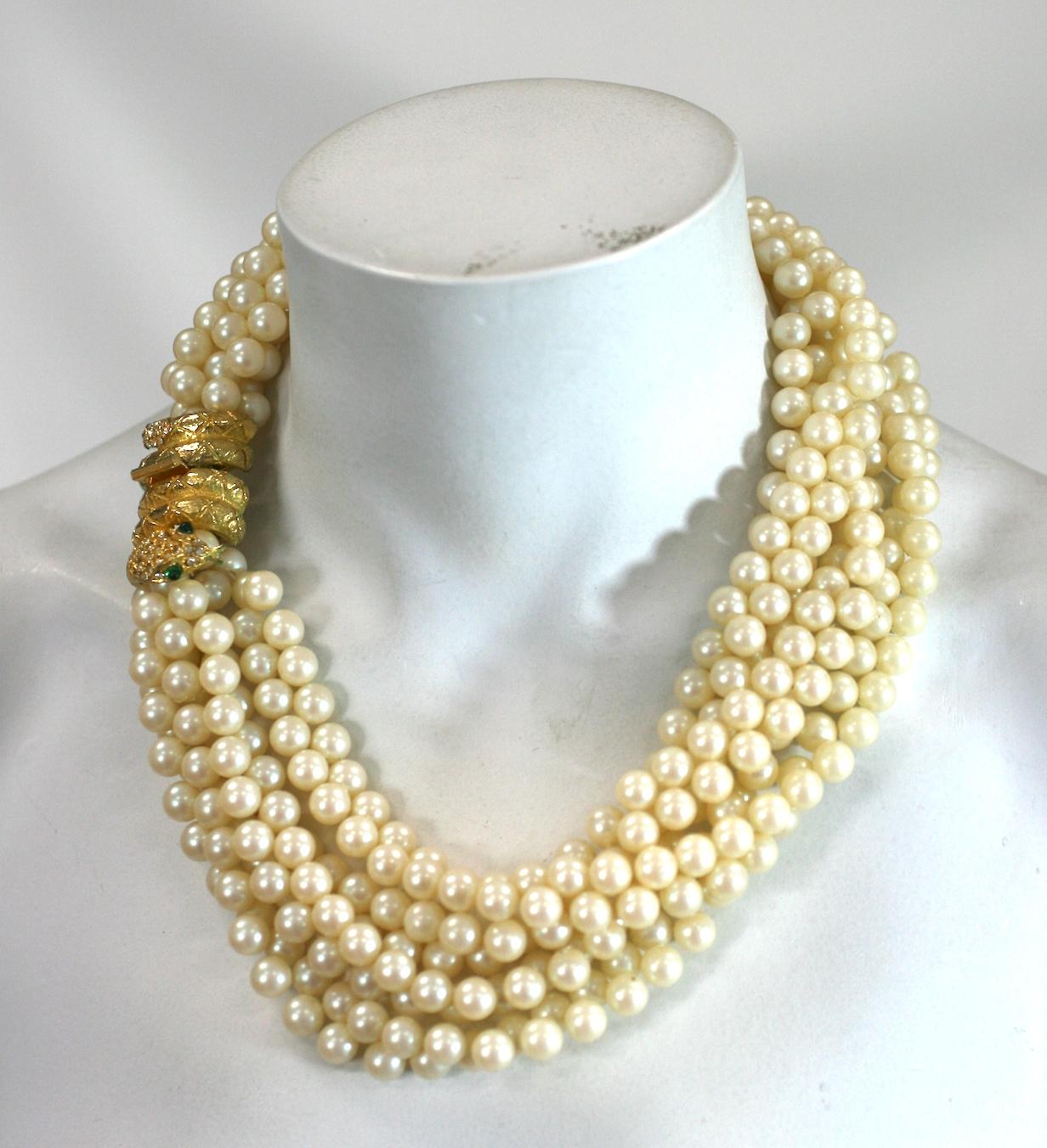 Mimi di Nardo Snake Clasp Pearls For Sale 1