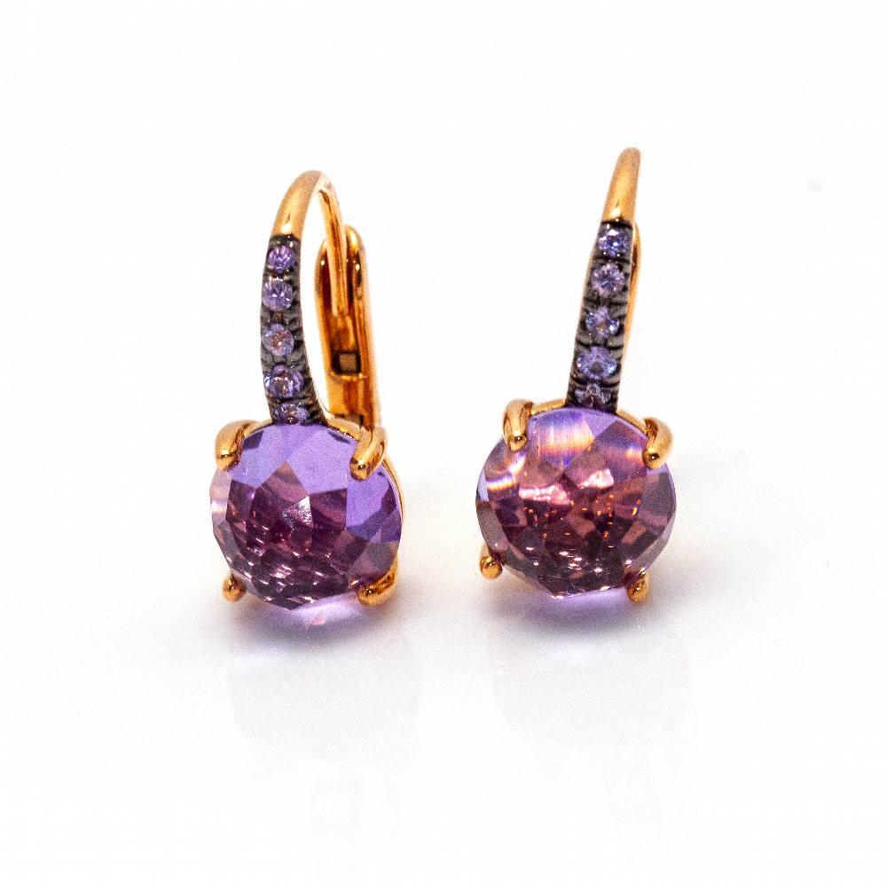 Women's MIMI Earrings in Gold, Sapphires and Amethyst For Sale