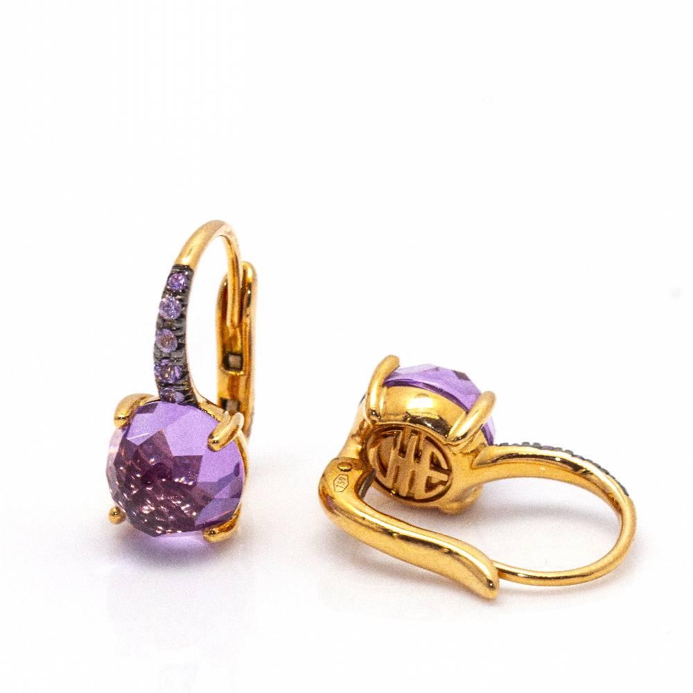 MIMI Earrings in Gold, Sapphires and Amethyst For Sale 1