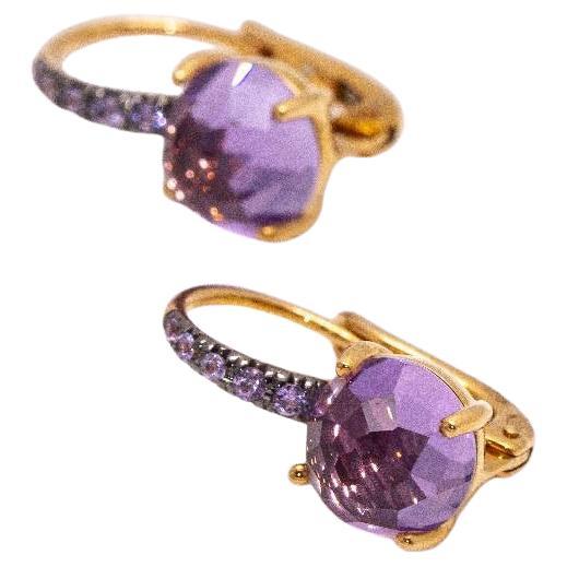 MIMI Earrings in Gold, Sapphires and Amethyst For Sale