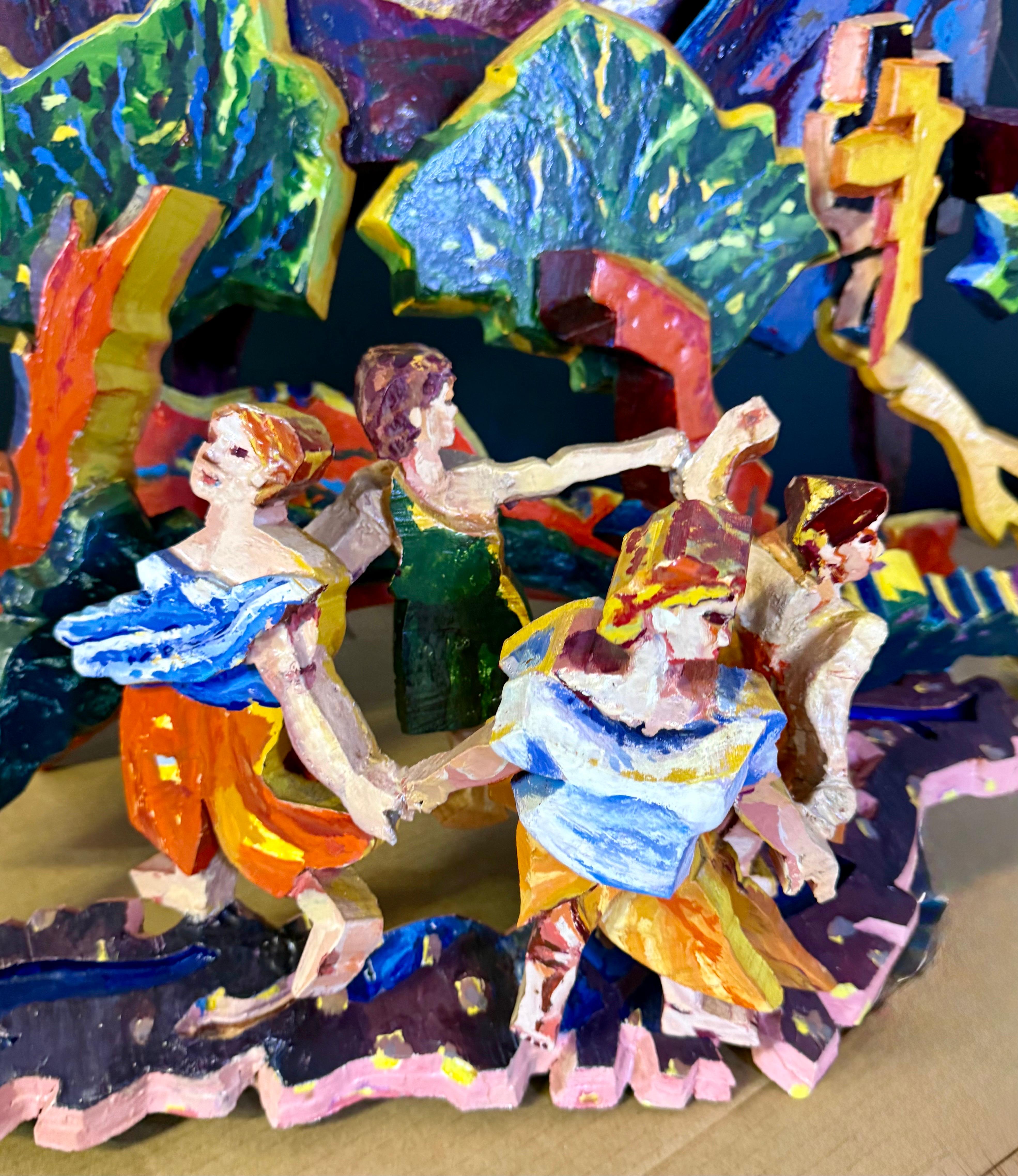 Große 3D-Skulptur mit Handmalerei Konstruktion Mimi Gross Holz Assemblage im Angebot 13