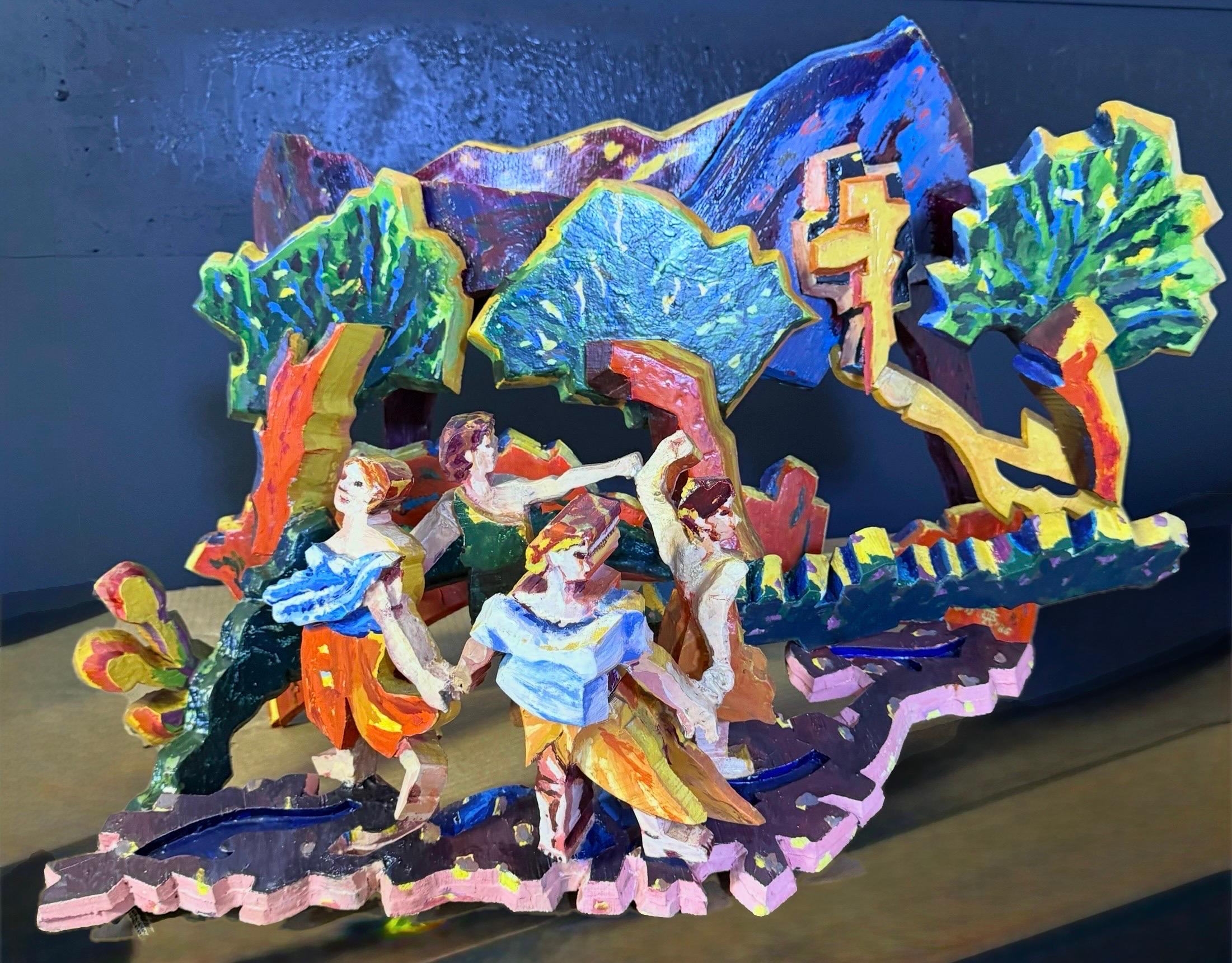 Große 3D-Skulptur mit Handmalerei Konstruktion Mimi Gross Holz Assemblage im Angebot 17