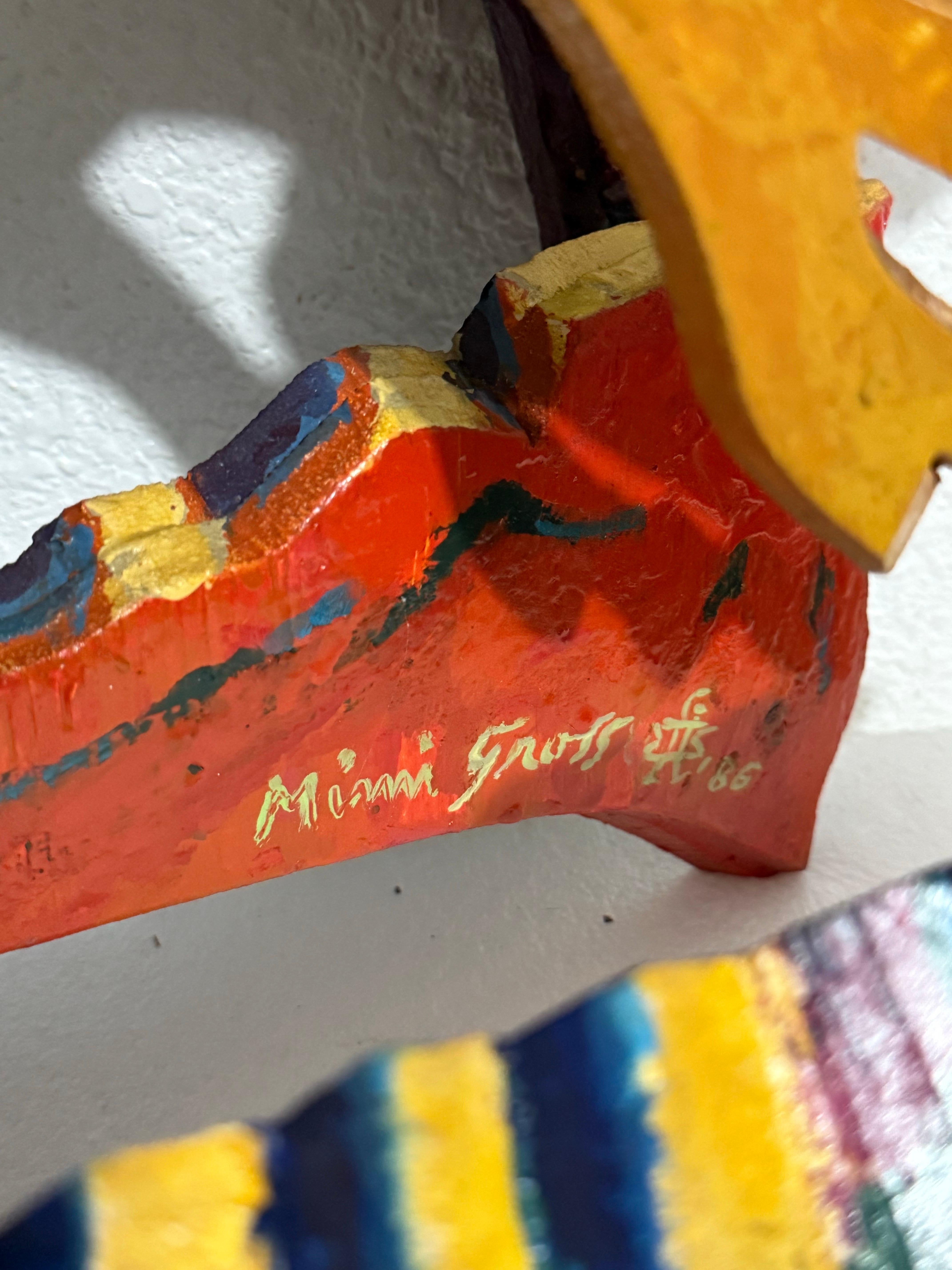 Große 3D-Skulptur mit Handmalerei Konstruktion Mimi Gross Holz Assemblage im Angebot 2