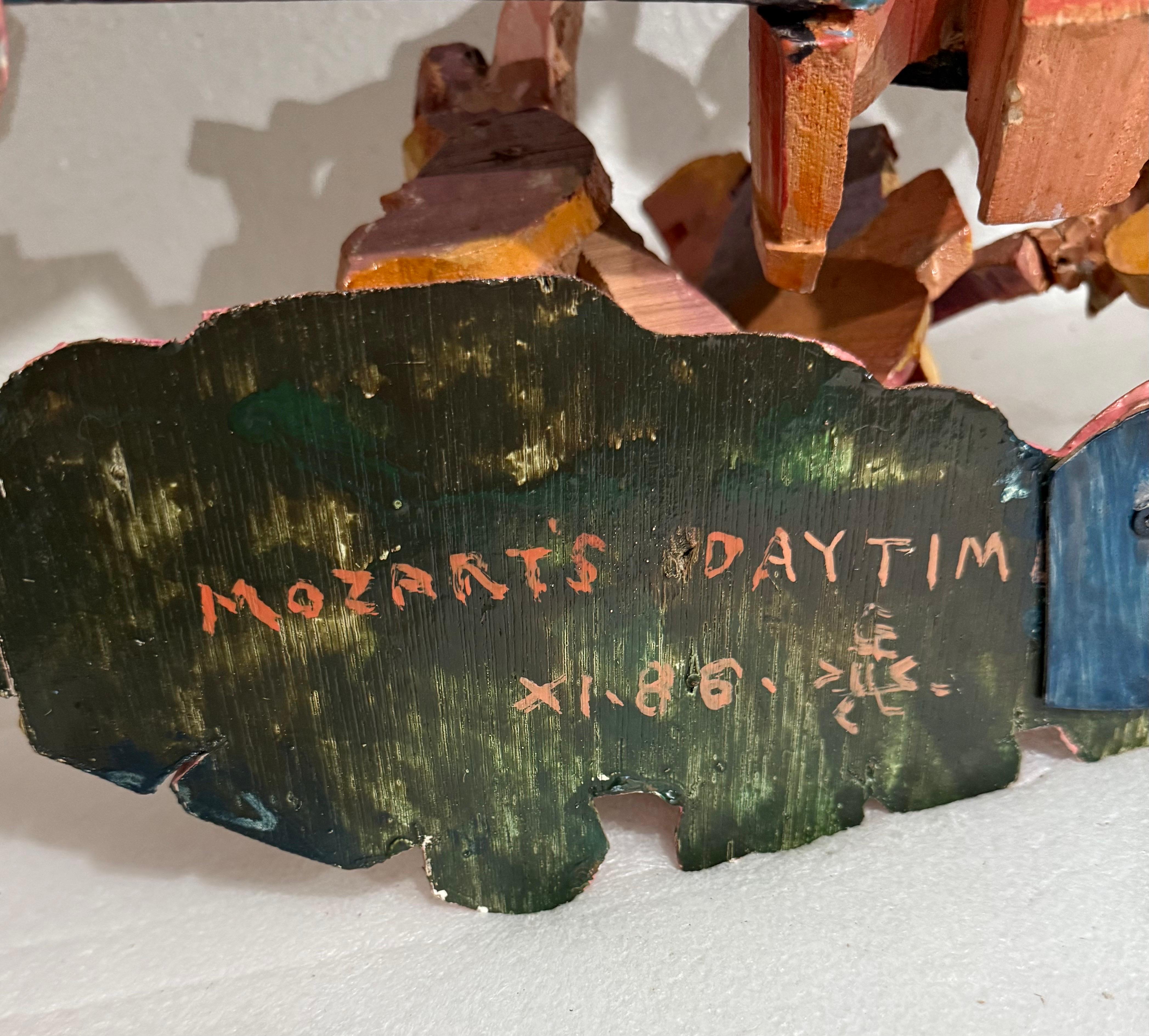 Große 3D-Skulptur mit Handmalerei Konstruktion Mimi Gross Holz Assemblage im Angebot 6