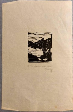 Holzschnitt-Druck, „Creation of the World“, Bibelszene, signiert, signiert