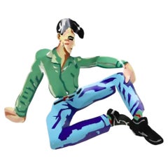 Mimi Gross Grooms Enamel Cut Aluminum Male Sculpture 1980s post-mod Pop Art