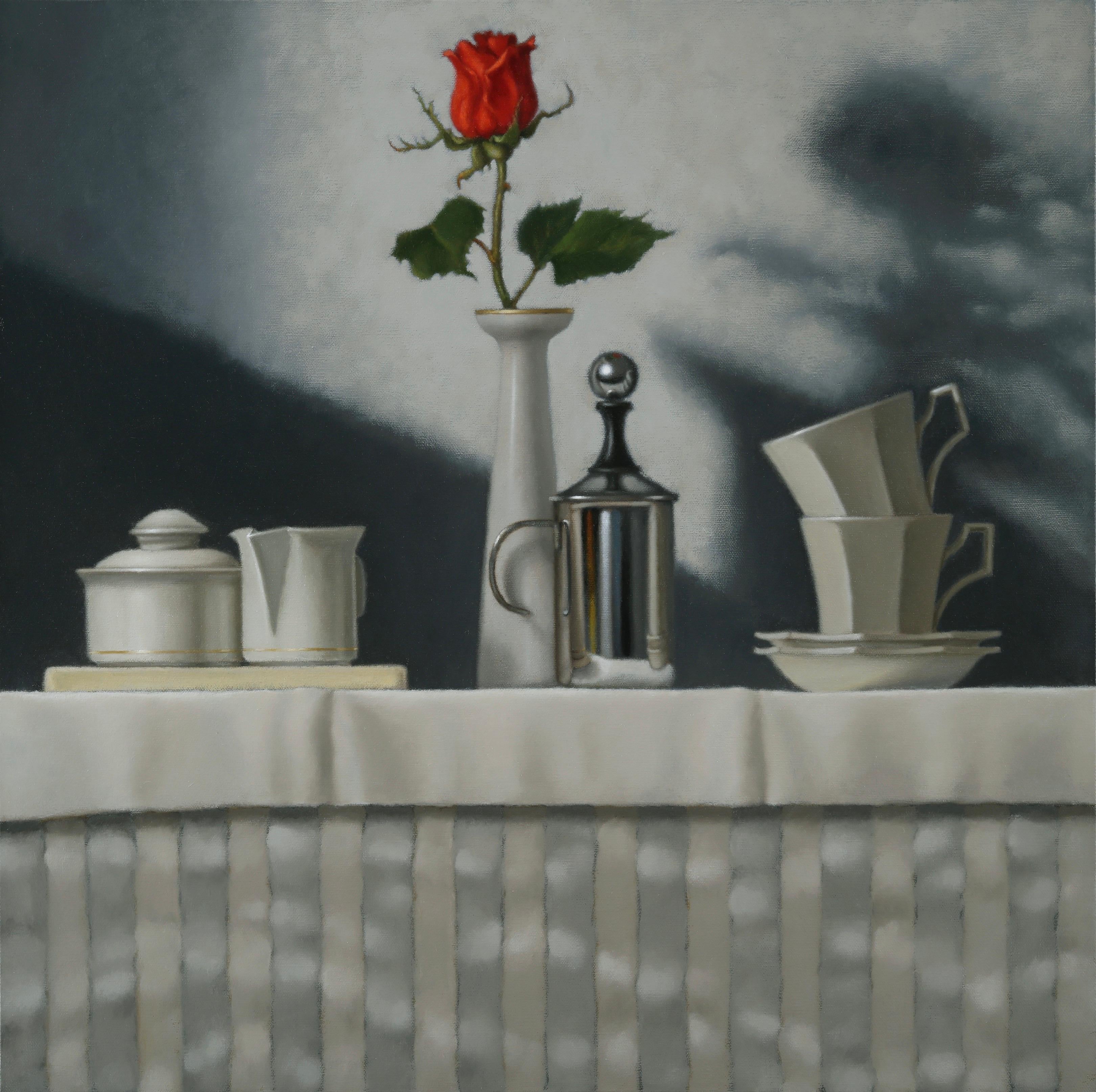 Mimi Jensen Still-Life Painting - Foggy Morning  / oil on canvas