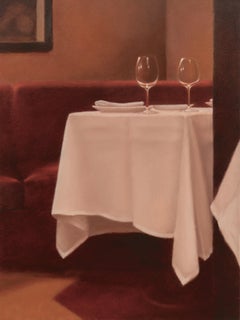 On The Town: Date Night  / restaurant scene oil on canvas 