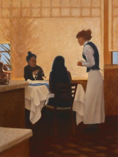 On The Town: Napa / restaurant kitchen scene oil on canvas - food + dining