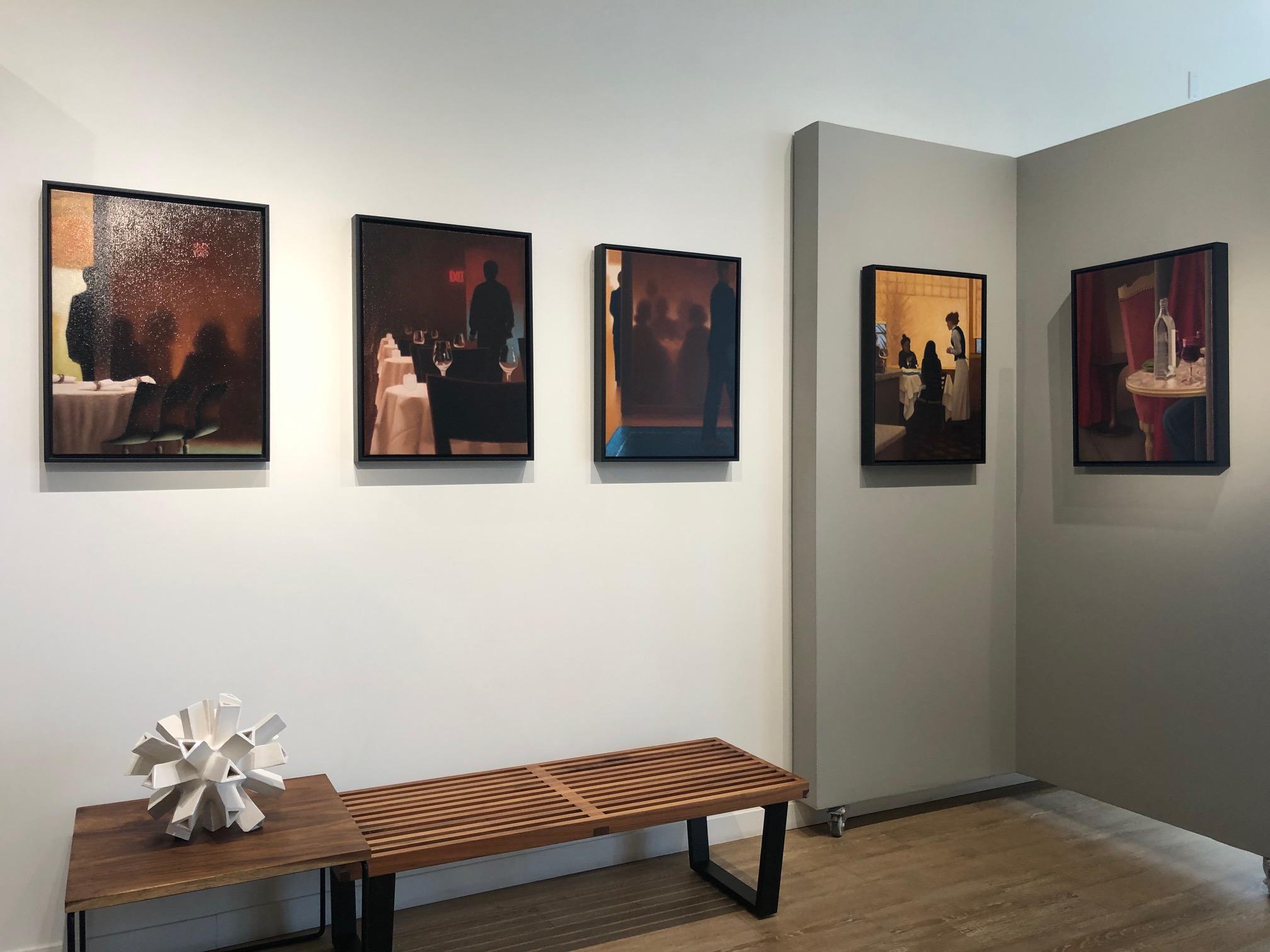 In città: San Francisco  / scena di un ristorante olio su tela - Painting Contemporaneo di Mimi Jensen