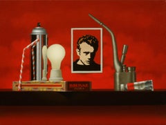 OUTLAWS / oil on canvas, red still life, political, recycle, think