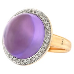 Mimi Milano 16 Carat Amethyst and Diamond Set Gold Ring