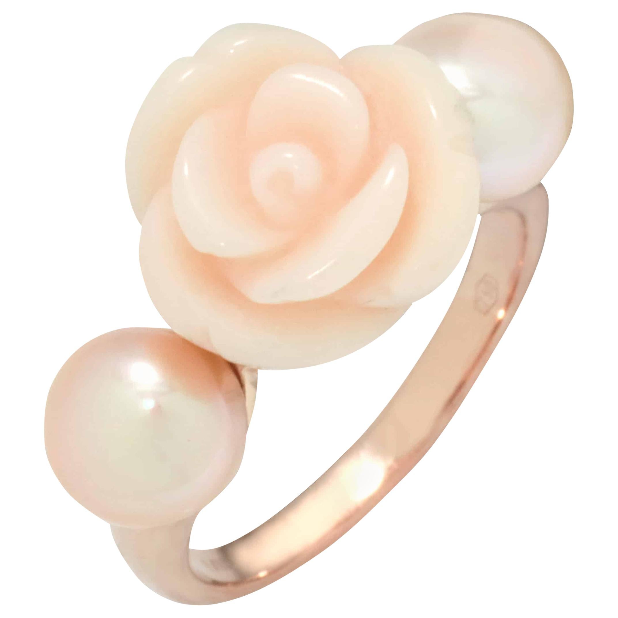 Mimi Milano 18 Karat Rose Gold Agate and Pearl Ring A190R2E-51