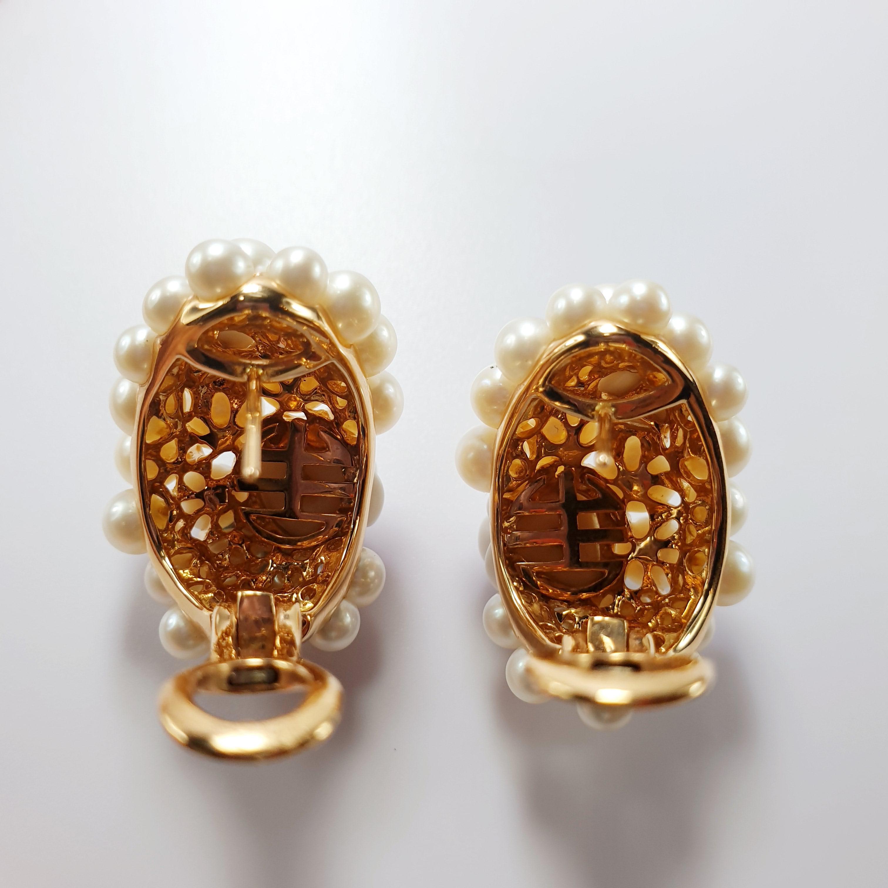 Mimi Milano 18 Karat Rose Gold Earrings with Agate Flowers and Pearls In New Condition In Bilbao, ES