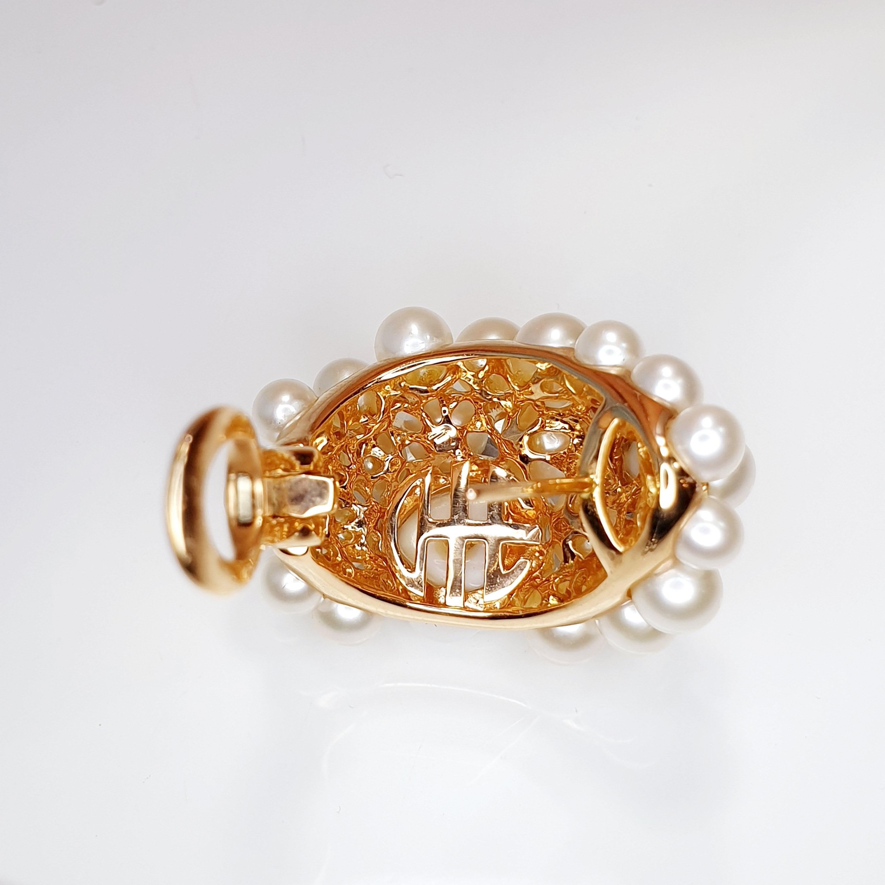 Contemporary Mimi Milano 18 Karat Rose Gold Earrings with Agate Flowers and Pearls
